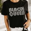 Odziez CandyTM T-Shirty Z Aplikacja | T-Shirt Bawelniany Black Queen Czarny