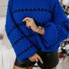 Odziez CandyTM Swetry Oversize | Sweter Ontario Kobaltowo-Czarny