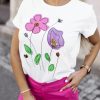 Odziez CandyTM T-Shirty Jednokolorowe | T-Shirt Flowers Bialy