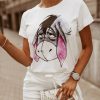 Odziez CandyTM T-Shirty Z Nadrukiem | T-Shirt Klapouchy Bialy