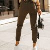 Odziez CandyTM Spodnie Materialowe | Spodnie Denimowe Typu Jogger Khaki