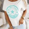 Odziez CandyTM T-Shirty Z Aplikacja | T-Shirt La Mu Star Z Turkusowa Aplikacja Bialy