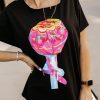 Odziez CandyTM T-Shirty One Size | T-Shirt Tunika Square Chupa Chups Czarny