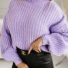 Odziez CandyTM Swetry Z Golfem | Sweter Venice Oversize Z Golfem Lila