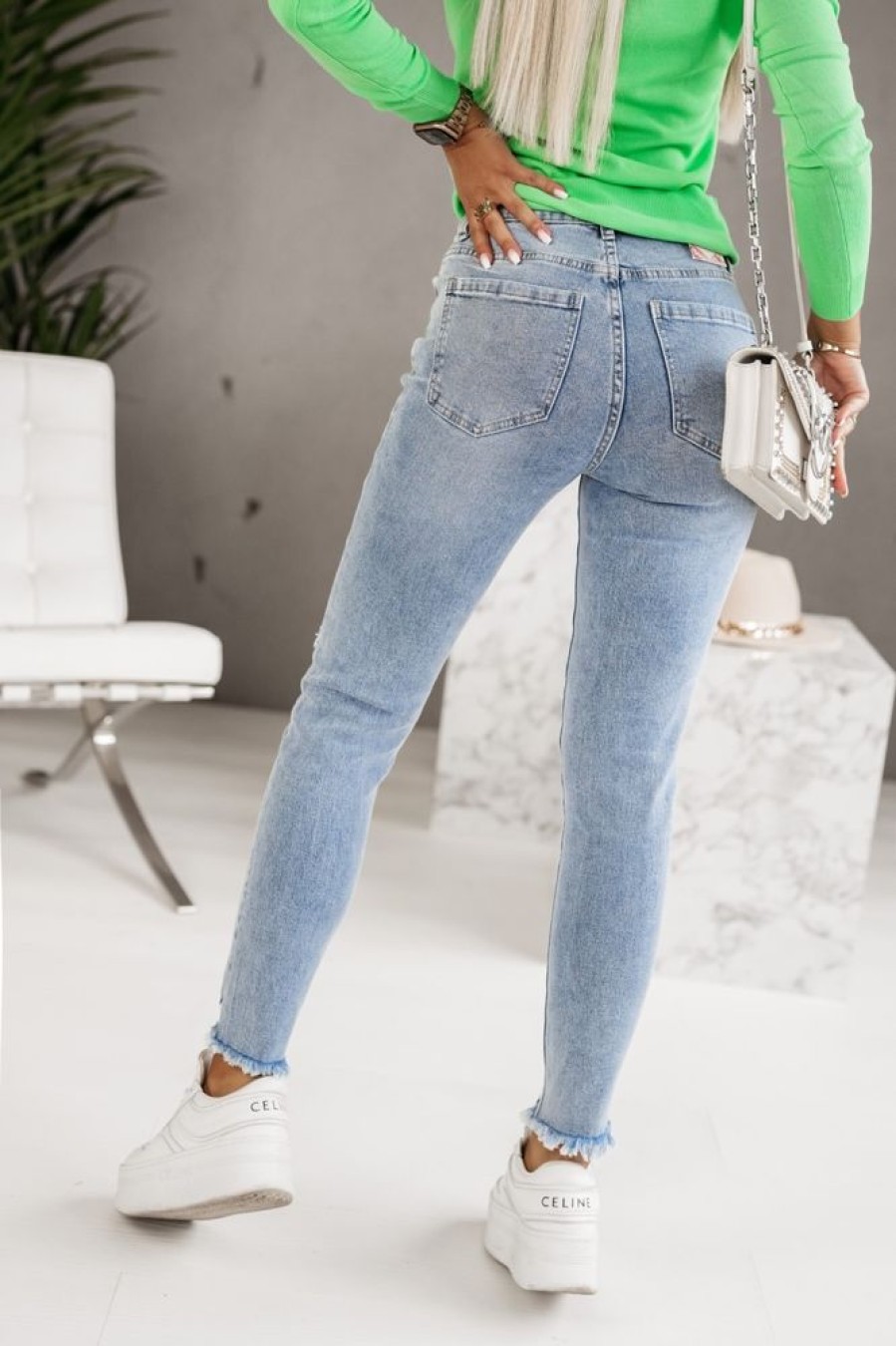 Odziez CandyTM Spodnie We Wzory | Spodnie Jeansowe Z Dziurami Z Motywem Bajkowym Jasny Jeans