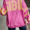 Odziez CandyTM Bluzy Bez Kaptura | Bluza Dresowa Oversize Z Neonowym Napisem Posibility Rozowa