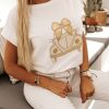 Odziez CandyTM T-Shirty Z Aplikacja | T-Shirt Z Aplikacja Zlote Auto Bialy