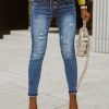 Odziez CandyTM Spodnie Jeansowe | Spodnie Jeansowe Ripped Blue Jeans