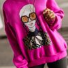 Odziez CandyTM Bluzy Bez Kaptura | Bluza Dresowa Glasses Amarantowa