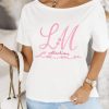 Odziez CandyTM T-Shirty Z Aplikacja | T Shirt La Mu Collection Bialy Z Rozowa Aplikacja